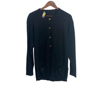 Ngai Yuen Yuen Black Cashmere Cardigan with Gold Hardwear